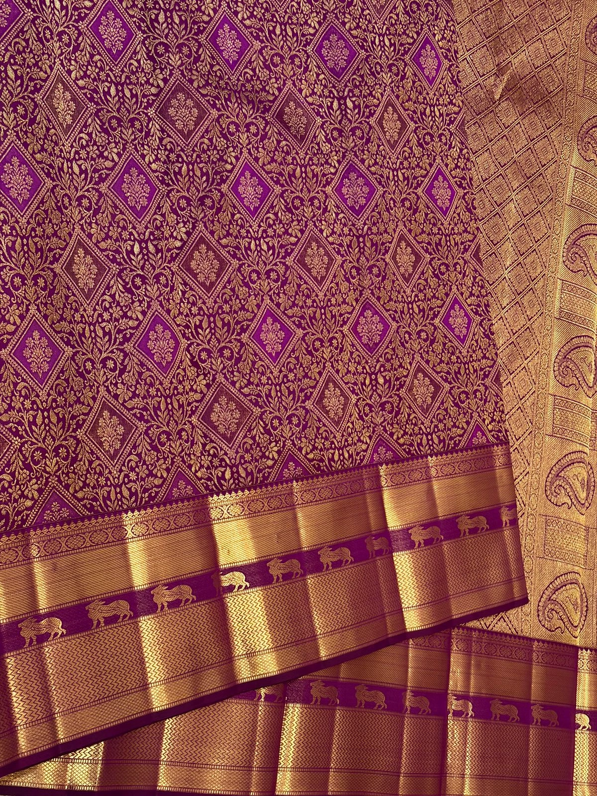 Rich Purple Kanchipuram Handloom Bridal Silk Saree